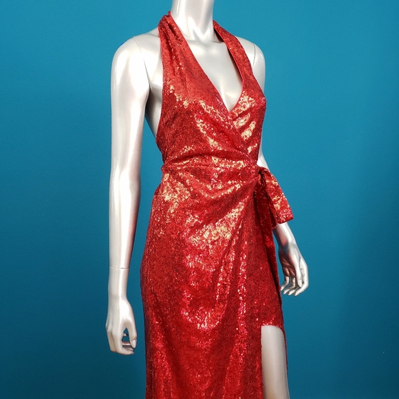 🆕️💃🎬 CITY GODDESS LONDON Sequin Halter Maxi Dress // (NWT) - Picture 5 of 8